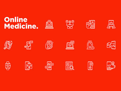 Online Medicine | 16 Thin Line Icons Set