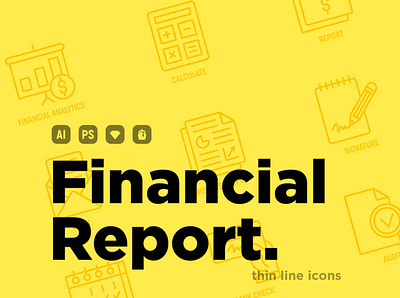 Financial Report | 16 Thin Line Icons Set bank black business check data document finance financial icon illustration information line man paper report reporting set thin vector work