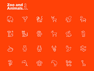 Zoo & Animals | 25 Thin Line Icons Set