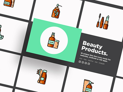 Beauty Products | 20 Thin Line Icons Set