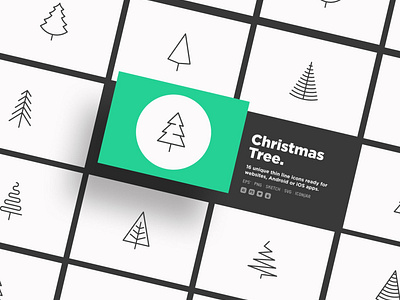 Christmas Tree | 16 Thin Line Icons Set