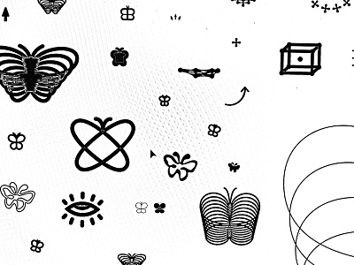 scraps artboard butterfly concepts ecstasy geometric grey matter iterating logo process screenshot sketches