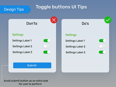 Toggle button tips