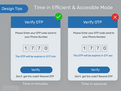 Time in correct and effective way to accesibe OTP uidesign