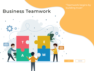 BUSINESS TEAMWORK CONCEPT WITH ILLUSTRATION teamwork