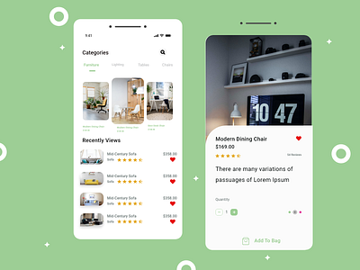 BRIGHT AND SIMPLE FURNITURE APP DESIGN