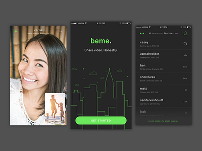Beme app redesign app beme dark ios iphone mobile onboarding redesign timeline ui ux video
