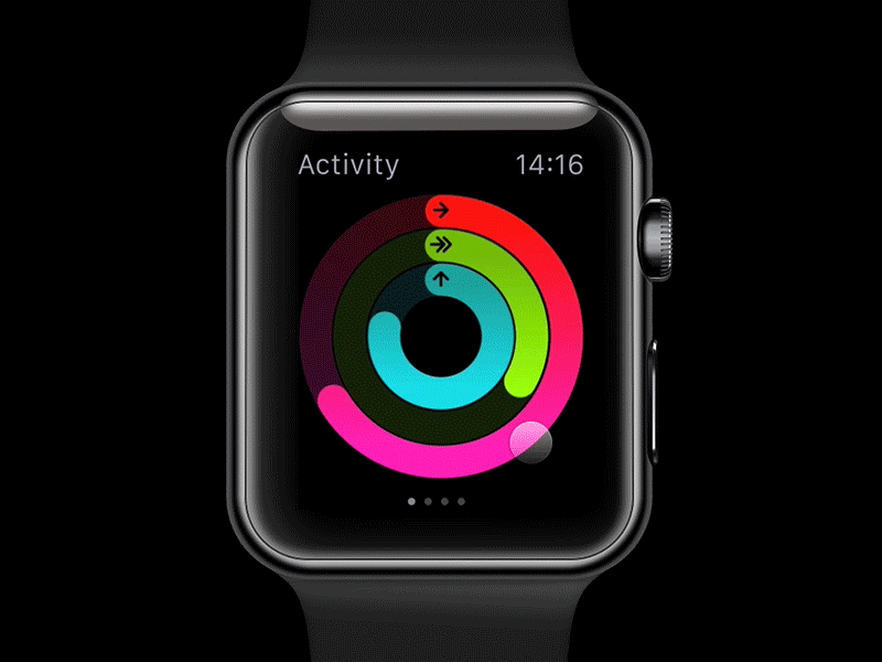 Activity App Prototype activity animation apple watch charts design example framer framerjs pages prototype stats