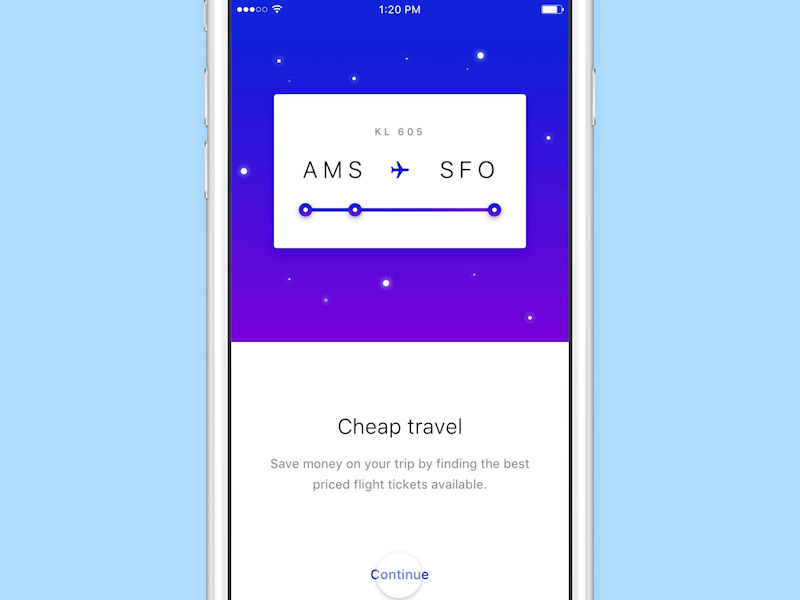 Travel App Onboarding by Krijn Rijshouwer for Framer on May 1, 2017