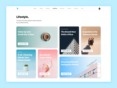 Lifestyle Blog blog cards design framer framerjs lifestyle minimal news read responsive web design webdesign
