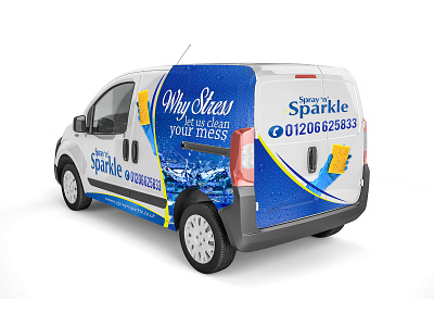 Why Stress Let US Clean Your Mess Van Wrap car car wrap clean design illustration services van sparkle van van cover van wrap