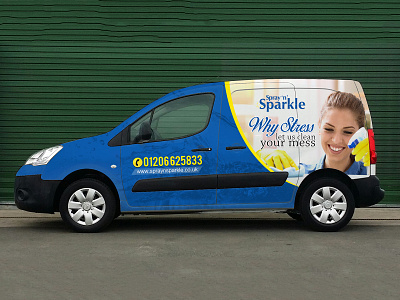 Spray 'n' Sparkle Van Wrap car car wrap clean design illustration services van sparkle van van cover van wrap