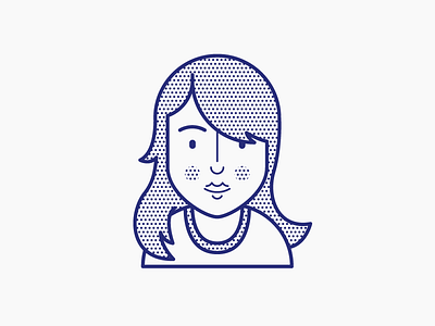 Girl character dots face girl icon illustration lines portrait vector