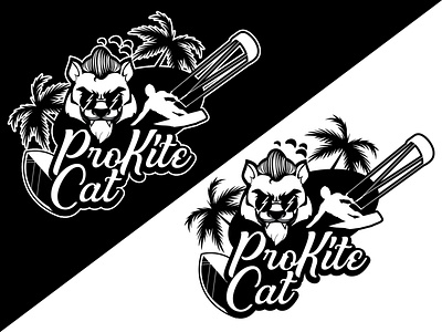 T Shirt Graphics For Kite Surfing Club adobe illustrator beach black and white cartoon cartooning cat character design illustration kite kitesurfing logo mascot palm tree sea sunglasses surfboard surfers t shirt tropical vector