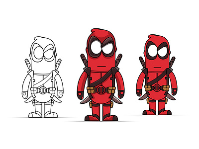 Deadpool Character Inspired By Minions adobe illustrator adobe photoshop cartoon cartoon character cartooning character design deadpool illustration mascot mascot logo minions red sword vector