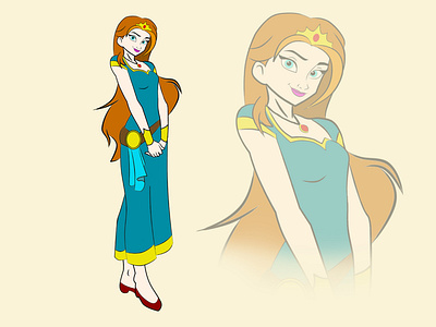 Warrior Princess Inspired By Disney adobe illustrator adobe photoshop beauty cartoon cartoon character cartoon illustration character design disney disney art fashion female girl hairstyle illustration longhair mascot character pixar princess vector warrior