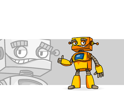 Robot Cartoon Mascot adobe illustrator antenna artificialintelligence cartoon cartoon character cartoon illustration censor character design illustration iron man mascot mascot character mechanical metal robot robotic tv vector webdesign yellow