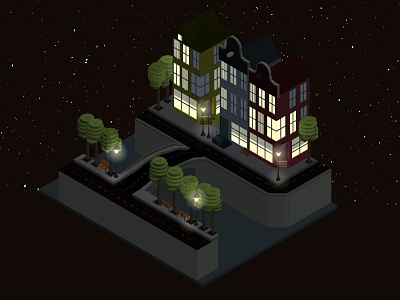 Isometric City 3d adobe illustrator amsterdam illustrator isometric art isometric illustration night