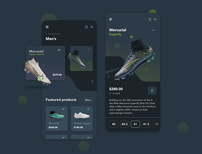 Concept App Nike Football Store app design mobile app design ui ux