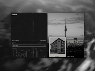 Berlin Tourist Guide Web Concept berlin black concept design experiment nightlife product design ui uix ux web design website white