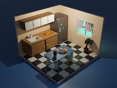 Kitchen 3D 3d blender design designer designs illustration illustrator kitchen render