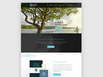 Center for Surf Research brand design homepage icons illustration online surf typography ui ux web website