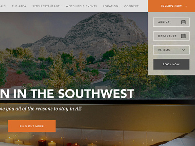 WIP - Southwest Hotel & Spa arizona booking buttons design hotel mountains navigation scenery sedona southwest spa website