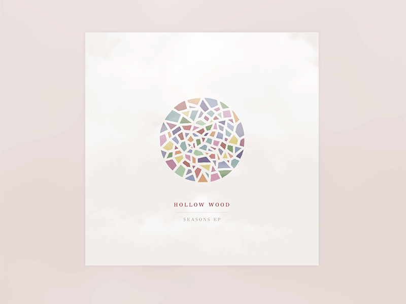 Hollow Wood Seasons EP album booklet cd cover design marketing music product seasons shapes stained glass typography