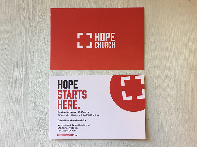 Hope Church Postcards clean design icon mark marketing postcard print red shape typography ui ux