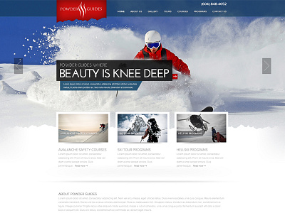 Powder Guides Website arrows book book now call to action content cta design divider heli ski heli skiing helicopter home homepage mountain mountains outdoors powder red safety safety courses seo ski skier skiing skis snow text website