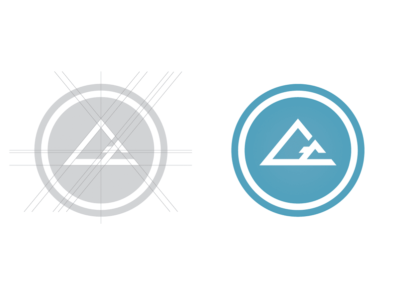 GC/Mountain Mark agency branding circles clean design guides hospitality identity illustrator logo logo design mark modern monogram motive media mountains peaks rules simple skiing snow spacing triangles typography