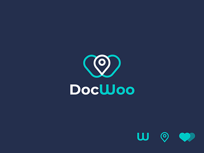 DocWoo - logo concept branding doc doc logo doctor doctor logo health health logo hearts logo logo logo design logodesign logotype minimal modern logo pin logo w w logo