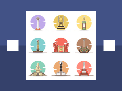 monument in indonesia part 3 cartoon circle color flat design flat design flat illustration flatdesign icon illlustration illustration illustrator monument vector