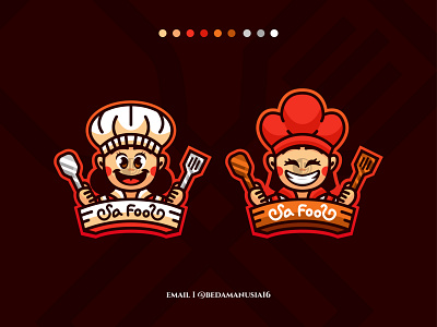 Chef Cartoon Mascot Logo (Sa Food) bakery cartoon chef chef cartoon chef logo cute flat design food food logo illlustration illustrator kawaii logo logo cartoon logo mascot logos mascot restaurant spicy food vector
