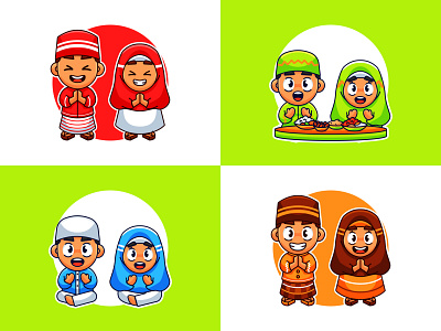 islamic cartoon illustration cartoon cute graphic design illlustration illustration illustrator islam islamic kawaii logo muslim muslim cartoon people vector