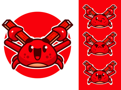 crab stick mascot logo crab crab stick emblem esport fnb food food logo gaming illlustration illustration illustrator japan food logo mascot sticker vector