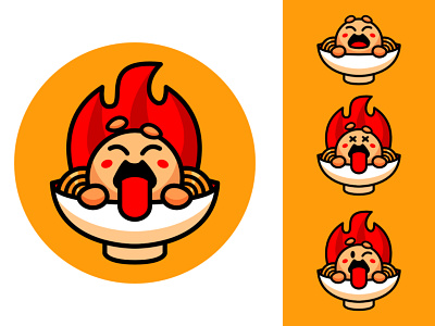 spicy meatball mascot logo cartoon chili food food logo hot illlustration illustration illustrator kawaii logo meatball spicy vector