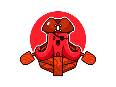 octopus sausage pirate mascot logo animal brand cartoon character food logo illustrator logo mascot octopus pirate sausage vector