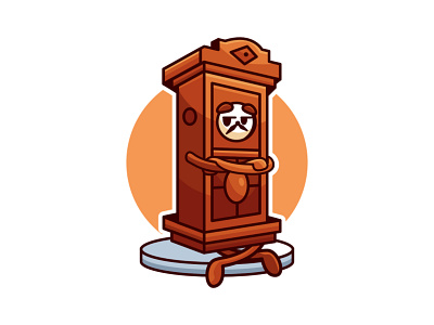 ancient clock cartoon illustration ancient angry boring cartoon character clock flat design illlustration illustrator logo old vector