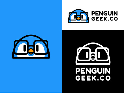 penguin geek.co logo animal book brand brand identity branding cartoon geek illlustration illustrator logo logos penguin polar vector
