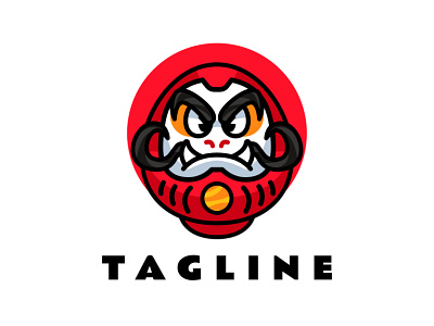 angry daruma mascot logo brand cartoon character daruma daruma logo esport illlustration japan logo mascot sport vector