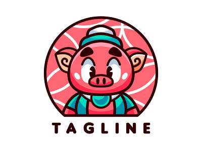 cute pig cosmetic mascot logo brand cartoon character cosmetic esport illlustration kawaii logo mascot pig pig logo sport vector