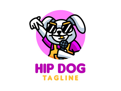hip dog mascot logo animal animal logo brand branding cartoon character cute dog dog logo esport hip hop illlustration kawaii mascot mascot logo sport vector