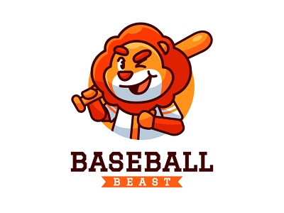 baseball beast mascot logo animal logo baseball brand branding cartoon character cute cute design design esport illlustration kawaii lion lion logo mascot mascot logo sport vector visual identity