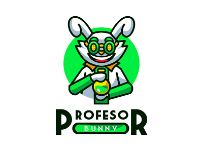 profesor bunny mascot logo brand branding bunny cartoon character cute design esport experiment kawaii kids mascot mascot logo profesor rabbit sport vector