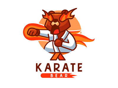 karate bear mascot logo