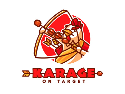 karage on target mascot logo animal logo archer brand branding cartoon character chicken cute esport illlustration karage kawaii logo mascot mascot logo sport vector