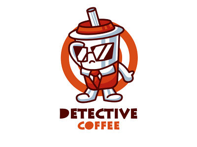 detective coffee mascot logo brand branding cafe cartoon character coffee coffee cup cute detective drink esport illlustration kawaii logo mascot sport spy vector