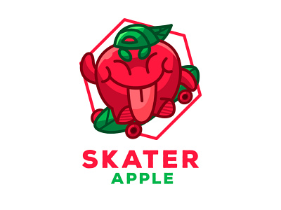 skater apple mascot logo apple brand branding cartoon cute esport fruit fruit logo illlustration illustrator kawaii logo mascot skate skater sport vector