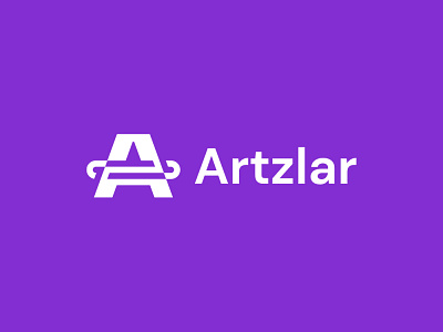 Artzlar Logo abstract brand company connect connections creator design letter a link logo logo design modern negative space platform world